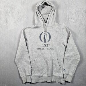 British Open Hoodie Mens Gray XS 152nd Royal Troon Sweatshirt Drawstrings Golf